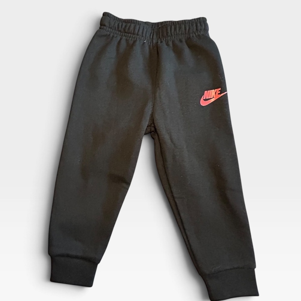 Nike Toddler Boys Black Fleece Joggers Red Logo Size 18M H588123-424